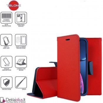 Telone fancy dėklas su skyreliais - raudonas (telefonui Apple Iphone 13 Pro Max)